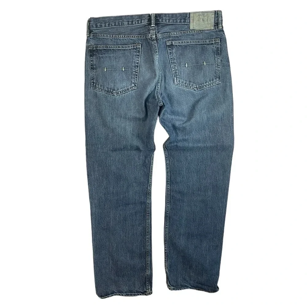 MJ270 Mens Polo Ralph Lauren Designer Classic Fit Boot Cut Denim Jeans 35x30